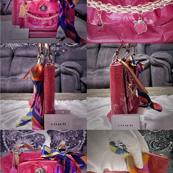 Coach Pink soho Shoulder Bag with Multicolor Scarf - Picture 10 of 17
